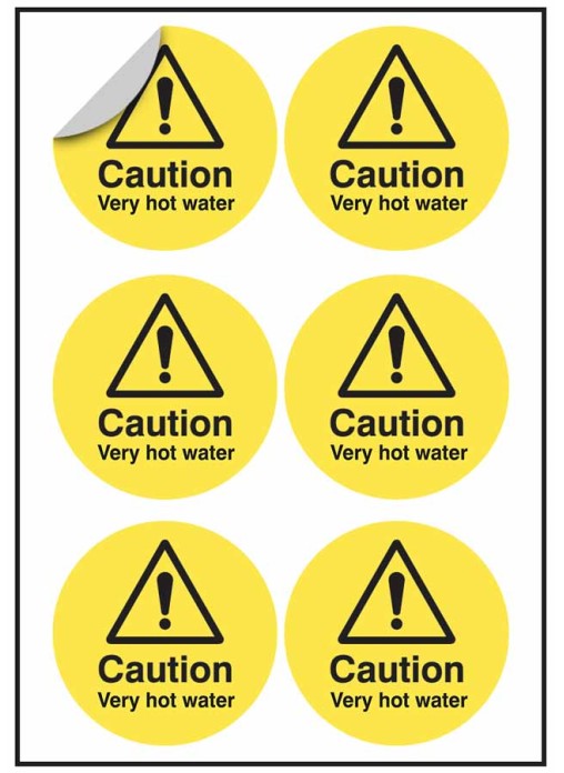 Caution Very Hot Water Labels