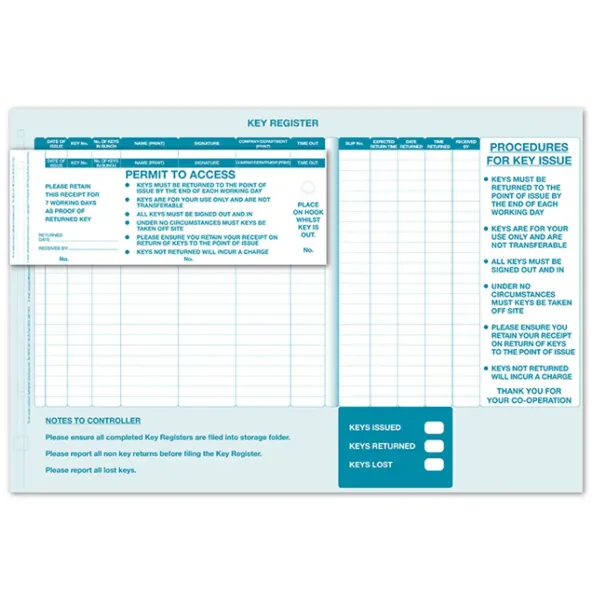 Key Control Sign-In System (100 NCR Passes) Key Control Sign-In System (100 NCR Passes)