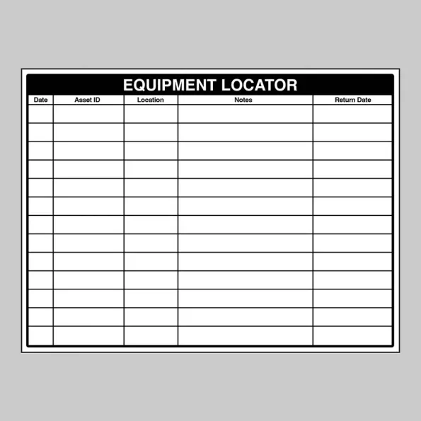 Equipment Locator - Dry Wipe Board