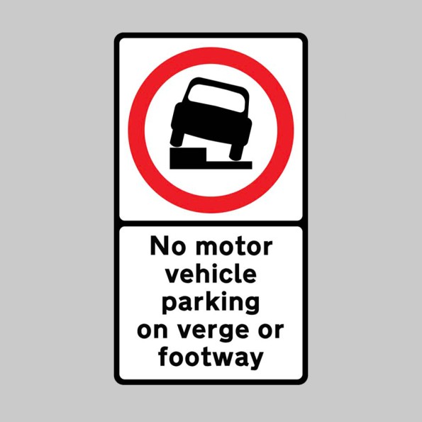 No Motor Vehicle Parking on Verge or Footway - Class RA1 and R2