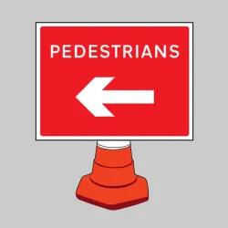 Pedestrians - Arrow Left - Cone Sign