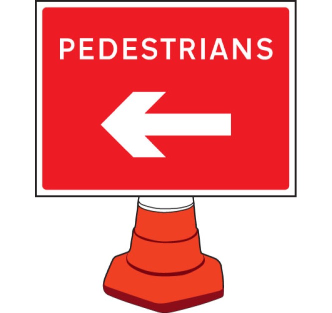 Pedestrians - Arrow Left - Cone Sign