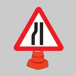 Road Narrowing Left - Cone Sign