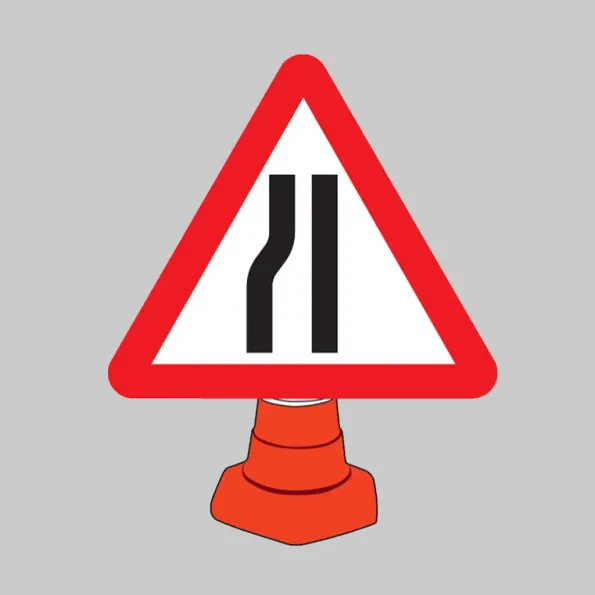 Road Narrowing Left - Cone Sign