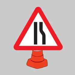 Road Narrowing Right - Cone Sign
