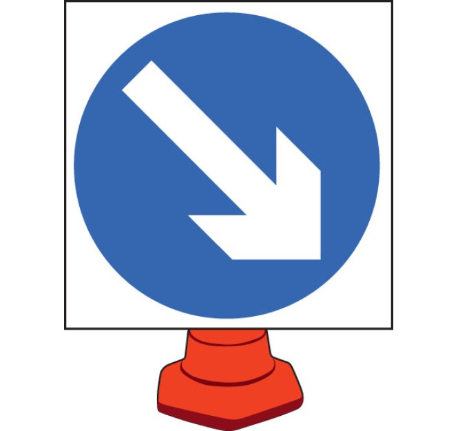 Keep Right - Cone Sign