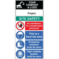 No Admittance - Hard Hat - Footwear - Hi Vis - Multi-Message Site Safety Board No Admittance - Hard Hat - Footwear - Hi Vis - Multi-Message Site Safety Board