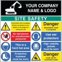 Site Safety - Construction Work - No Admittance - Hard Hat - Footwear - Demolition - Ear Protectors - Hi Vis - Overhead Loads