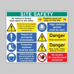Site Safety - Report to Office - Construction Work - Report Accidents - Footwear - Helmets - No Children - Hi Vis - Excavations - Stop, Look, Listen - No Access Site Safety - Report to Office - Construction Work - Report Accidents - Footwear - Helmets - No Children - Hi Vis - Excavations - Stop, Look, Listen - No Access