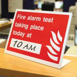 Fire Alarm Test Taking Place (Insert Time) Table Top Sign Fire Alarm Test Taking Place (Insert Time) Table Top Sign