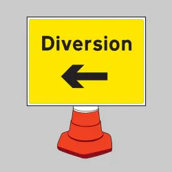Diversion - Arrow Left - Cone Sign Diversion - Arrow Left - Cone Sign
