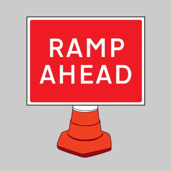 Ramp Ahead - Cone Sign