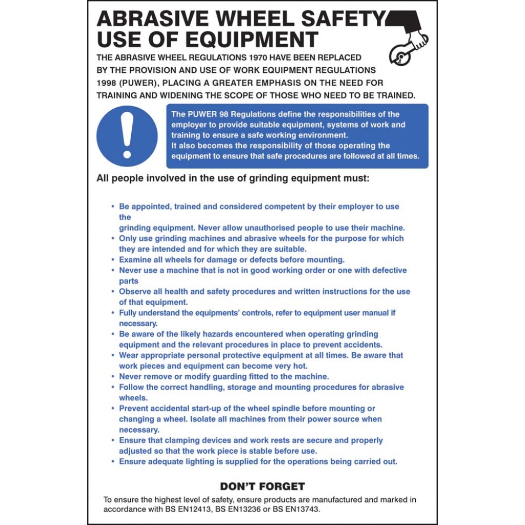 Abrasive Wheel Regulations Poster