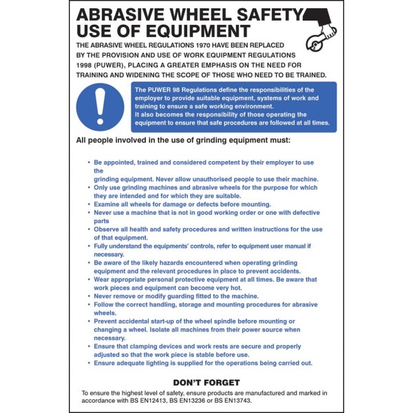 Abrasive Wheel Regulations Poster
