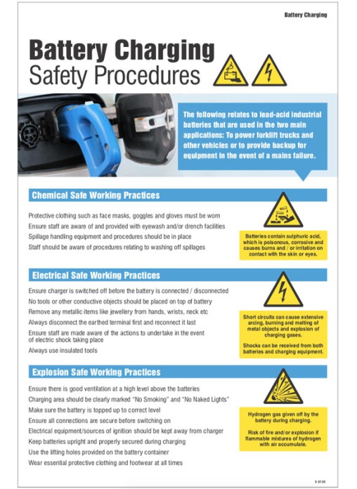 Battery Charging Safety Checklist Poster