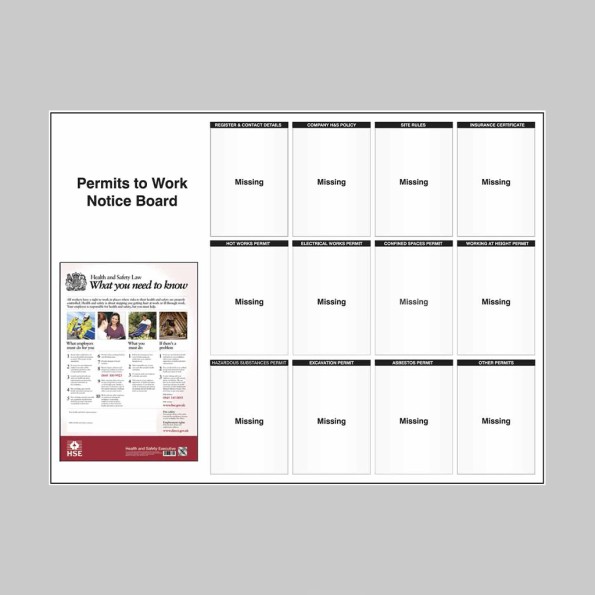 Site Notice Board with Doc Wallets (Permits to Work)