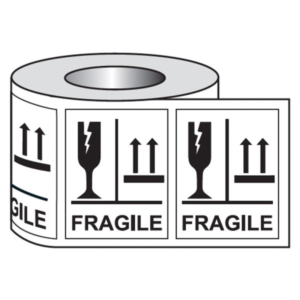 Fragile Glass this Way Up - Labels (Roll of 250)