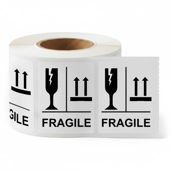 Fragile Glass this Way Up - Labels (Roll of 250)