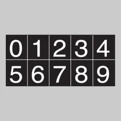 White Cut Out Numbers - 25mm Cap Height White Cut Out Numbers - 25mm Cap Height