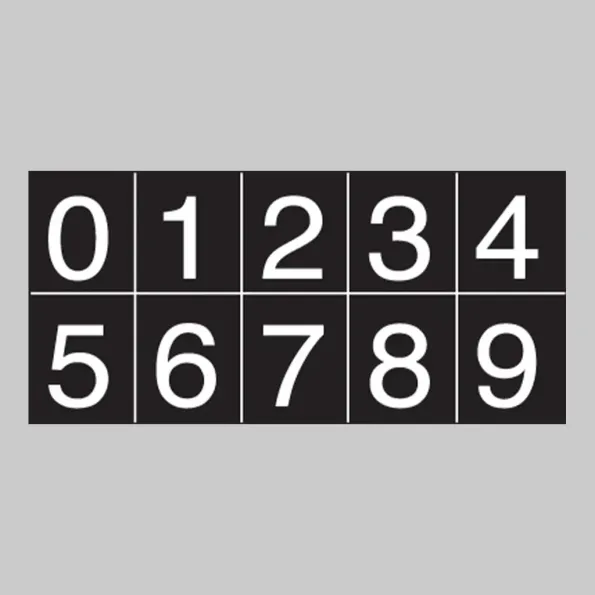 White Cut Out Numbers - 25mm Cap Height