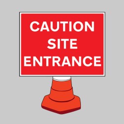 Caution - Site Entrance - Reflective Cone Sign