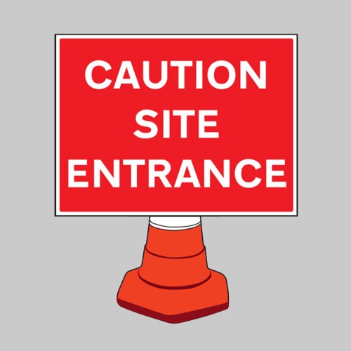 Caution - Site Entrance - Reflective Cone Sign