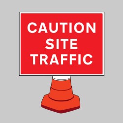 Caution - Site Traffic - Reflective Cone Sign