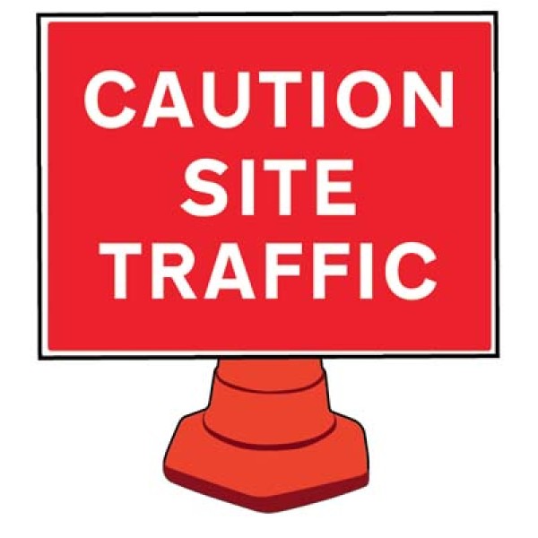 Caution - Site Traffic - Reflective Cone Sign