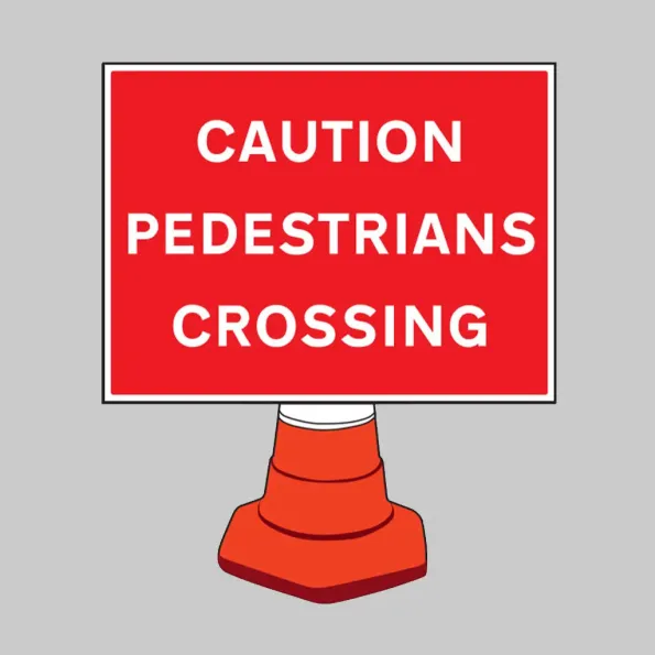 Caution - Pedestrians Crossing - Reflective Cone Sign