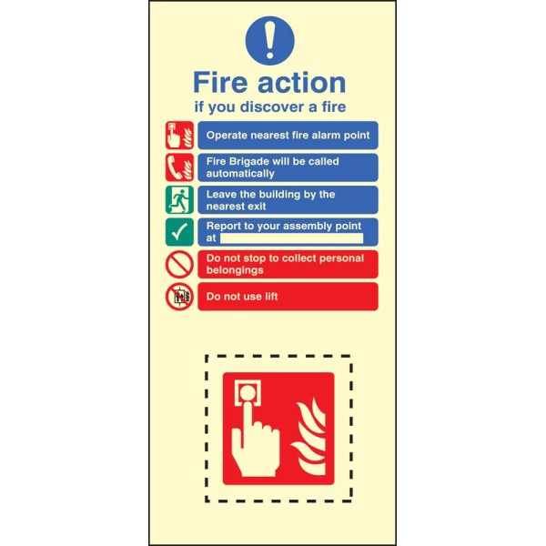Fire Action & Call Point Set - Operate Alarm - Automatic - Leave Building - Don't use Lift