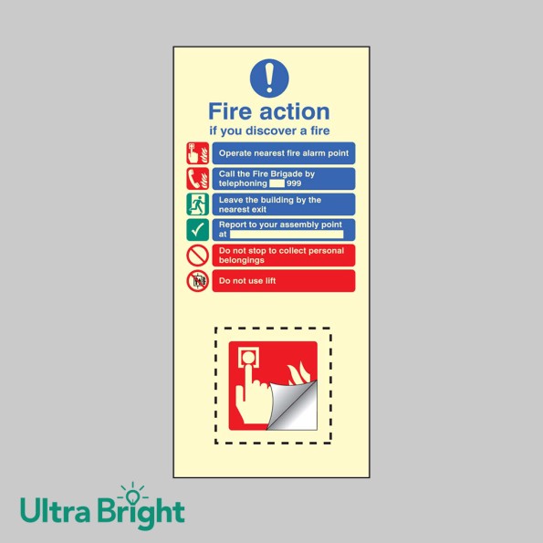 Fire Action & Call Point Set - Operate Alarm - Phone Building - Leave Building - Assembly Point