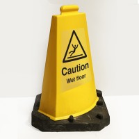 Caution Wet Floor - Double Sided Yellow Cone