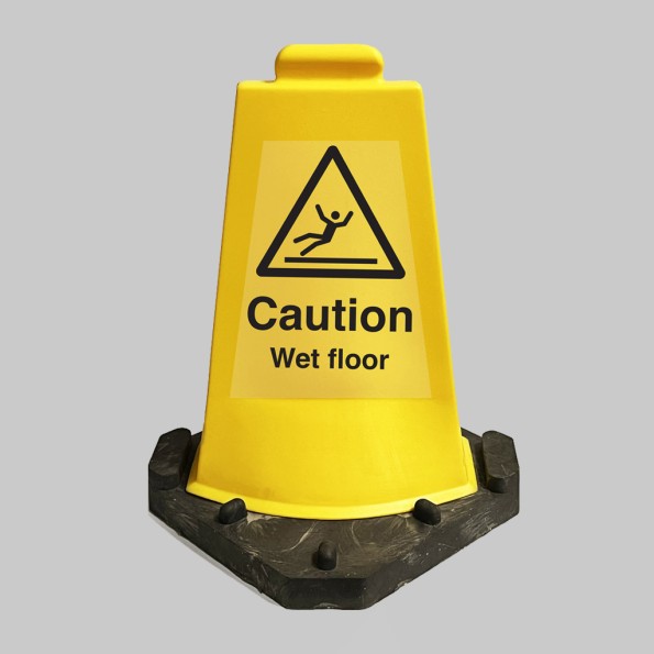 Caution Wet Floor - Double Sided Yellow Cone