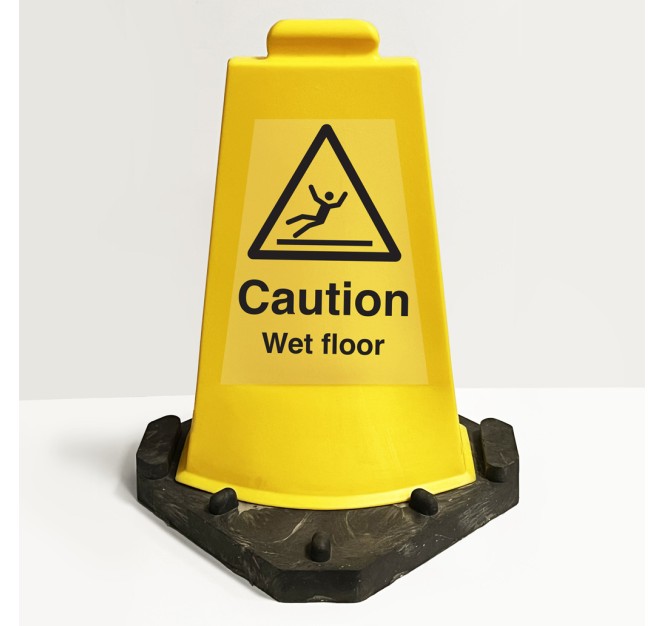 Caution Wet Floor - Double Sided Yellow Cone