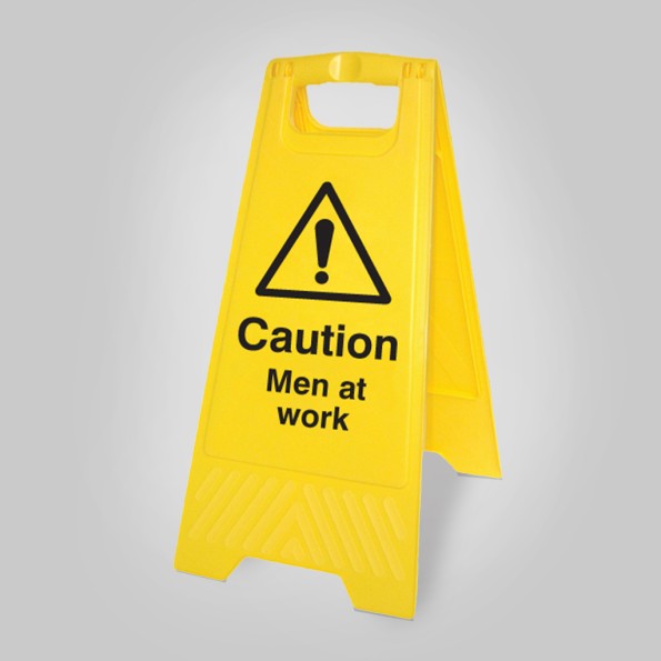 Caution - Men At Work - Self Standing Floor Sign
