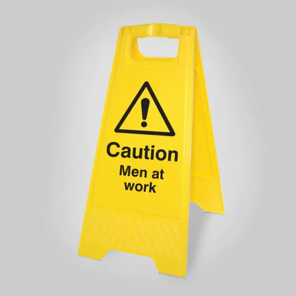 Caution - Men At Work - Self Standing Floor Sign