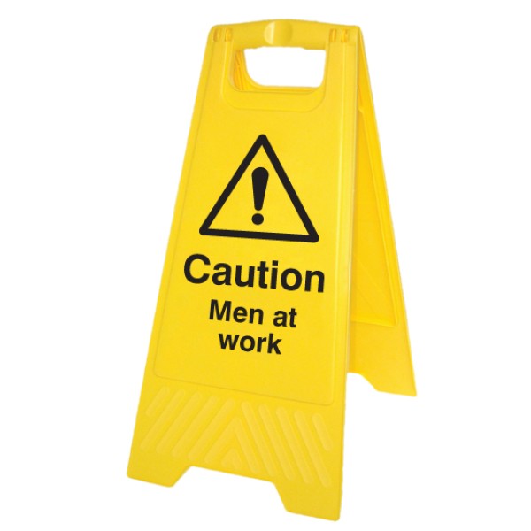 Caution - Men At Work - Self Standing Floor Sign
