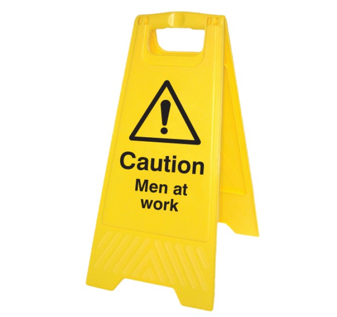 Caution - Men At Work - Self Standing Floor Sign