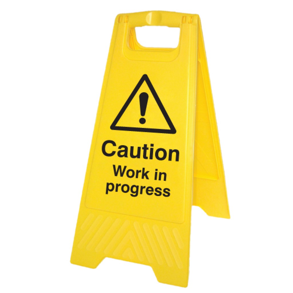Caution Work in Progress Self Standing Floor Sign
