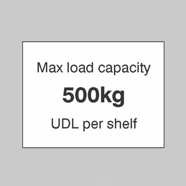 Max load Capacity 500kg UDL Per Shelf