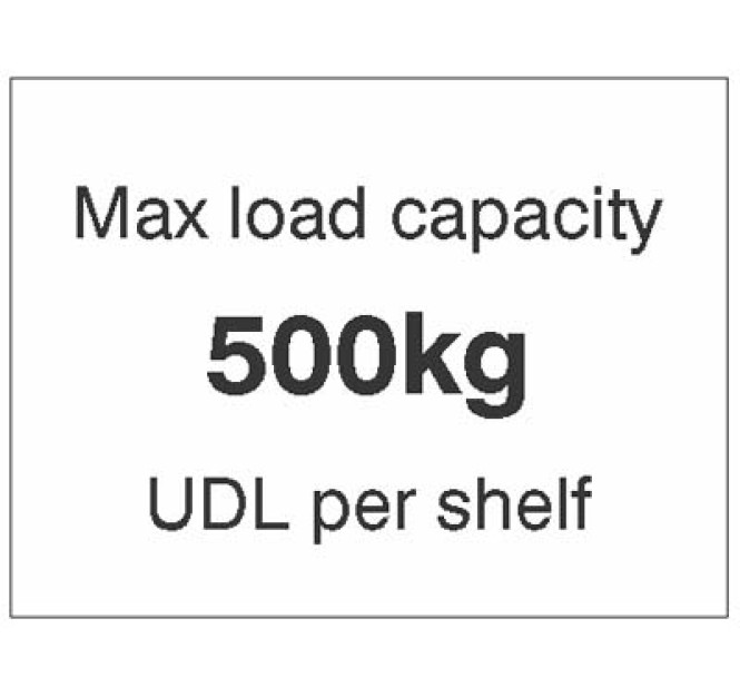 Max load Capacity 500kg UDL Per Shelf