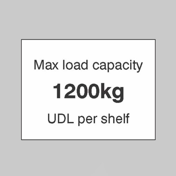 Max load Capacity 1200kg UDL Per Shelf