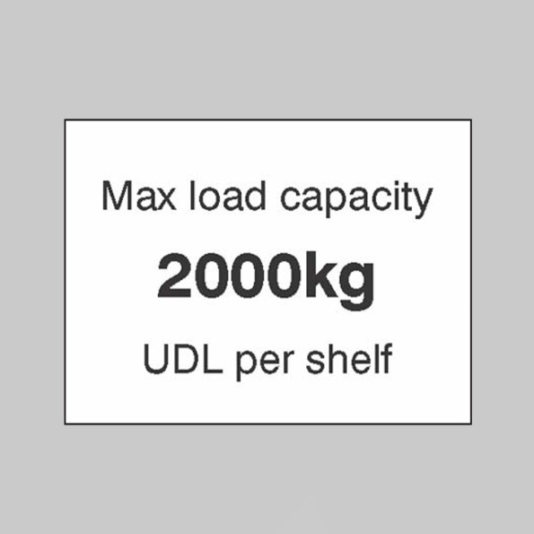 Max load Capacity 2000kg UDL Per Shelf