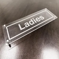 Ladies - Clear Acrylic Visual Impact Sign with Stand-off Locators