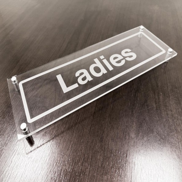 Ladies - Clear Acrylic Visual Impact Sign with Stand-off Locators