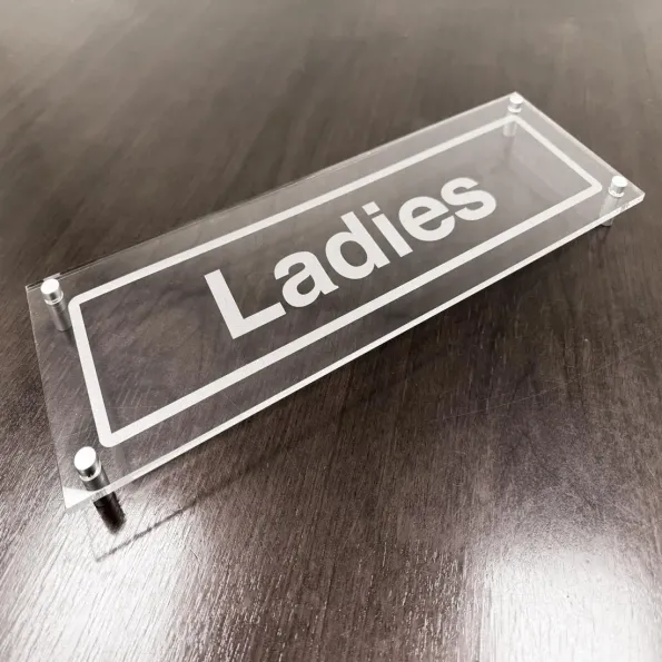 Ladies - Clear Acrylic Visual Impact Sign with Stand-off Locators
