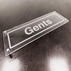 Gents - Clear Acrylic Visual Impact Sign with Stand-off Locators
