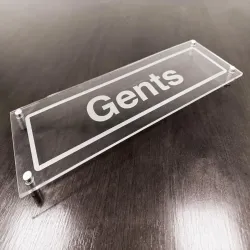 Gents - Clear Acrylic Visual Impact Sign with Stand-off Locators