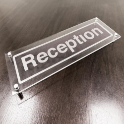 Reception - Clear Acrylic Visual Impact Sign with Stand-off Locators