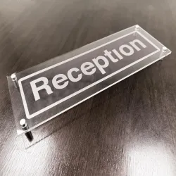 Reception - Clear Acrylic Visual Impact Sign with Stand-off Locators
